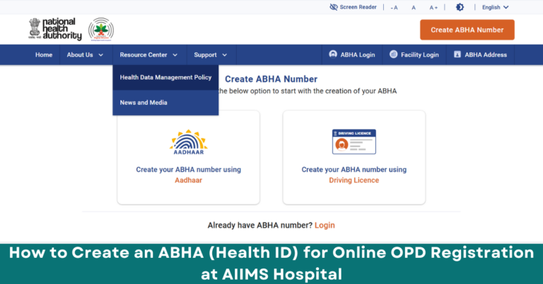 How to Create an ABHA (Health ID) for Online OPD Registration at AIIMS Hospital